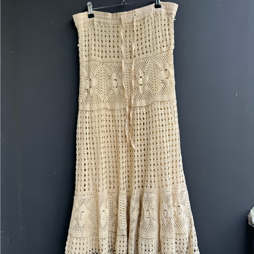 Vintage bohemian 100% cotton crochet maxi Skirt